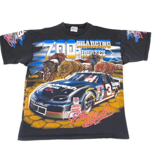90’s Dale Earnhardt 700 Changing Horses All Over Print Racing T-Shirt size Large - Picture 1 of 6